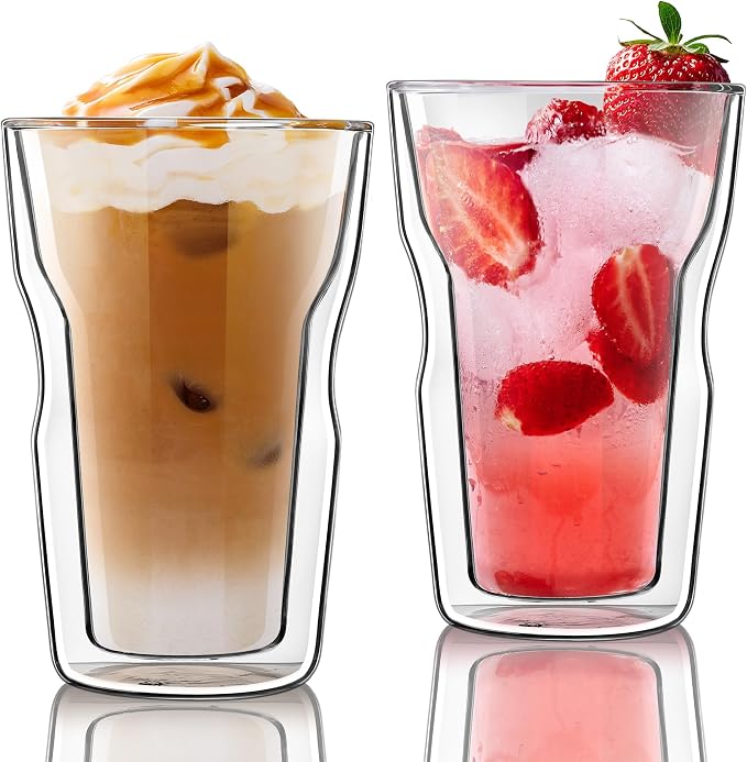 Joeyan Double Wall Glass Tumbler, 16.9oz Tall Insulated Drinking Highball by JoeyanHousehold
