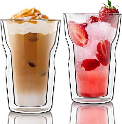 Joeyan Double Wall Glass Tumbler, 16.9oz Tall Insulated Drinking Highball by JoeyanHousehold