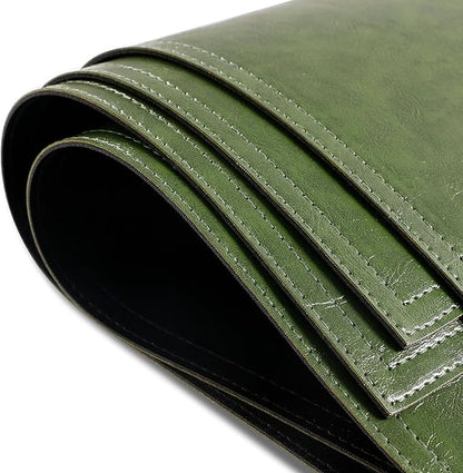 Waterproof PU Placemats, Faux Leather Dining Table Mat, Set of 4, Easy to Wipe Off Scrub Vinyl Mat, Heat & Stain Resistant for Office Conference Table, Home Decor G Loden