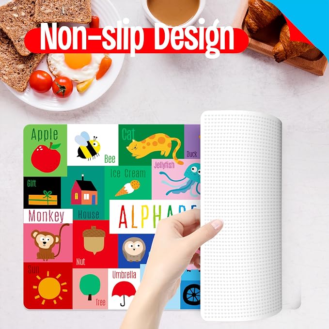 6 Pack Placemats for Kids, Non-Slip Washable, Reusable Alphabet, Color & - Image 5