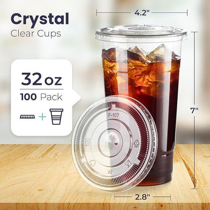 Fit Meal Prep 100 Pack 32 oz Clear Plastic Cups - Image 2