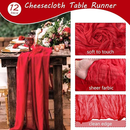 12 Pack Cheesecloth Table Runner 35x72 Inch Boho Gauze Table Runner Rustic - Image 4