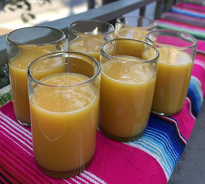 Dos Sueños Hand Blown Mexican Drinking Glasses – Set of 6 Natural Clear Glasses (14 oz each)