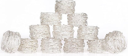 Silver Mesh Napkin Ring Set of 12 - Beautiful Elegant Decorative Napkin Holder for Christmas/Dinner Table Decoration/Farmhouse/Wedding/Party/Family Gathering/New Year & Everyday Use