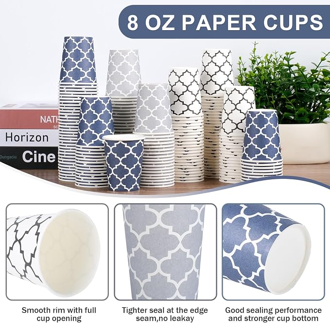 Clawsoff 300 Pack Paper Cups 8 oz, Disposable Coffee Cups 8 OZ | Sturdy - Image 3