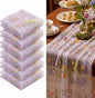 Purple Floral Table Runner 10ft Embroidery Tulle Spring Wildflower Gauze Table by Windkream