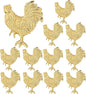 CLEENTABLE Napkin Rings Set of 12, Metal Napkin Holder Cuffs for Dinner Table Décor, Thanksgiving Rooster Farmhouse Modern Serviette Rings for Christmas, Weddings, Receptions, Gold