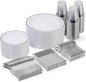 Goodluck 300-Piece Disposable Dinnerware Set for 50 Guests - Silver Plastic Plates, Salad Plates, Cutlery & Cups for Parties & Weddings