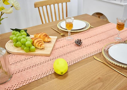 Pink Table Runner Boho Dresser Runner Home Coffee Table Decor 12x72 Inch | 72 - Image 5