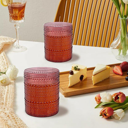 18PCS Hobnail Plastic Drinking Glasses 14 oz Burgundy Cups - Image 8