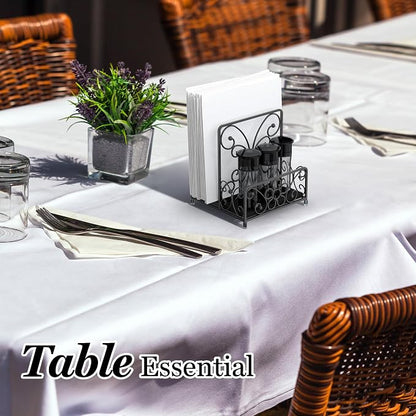 Napkin Holder with Salt and Pepper Caddy, Metal Table Dispenser | Dinner Napkins - Image 10