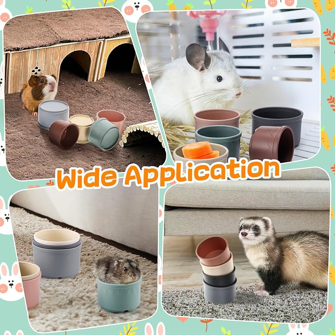 8 Pcs Stacking Cups for Bunny, Hiding Food and Playing, Keeping Bunnies Busy - Image 4
