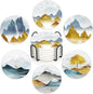 6 Pcs Mountain Landscape Absorbent Ceramic & Cork Base Coasters, Cute Funny Table Drinks Coasters, 4 Inch Round