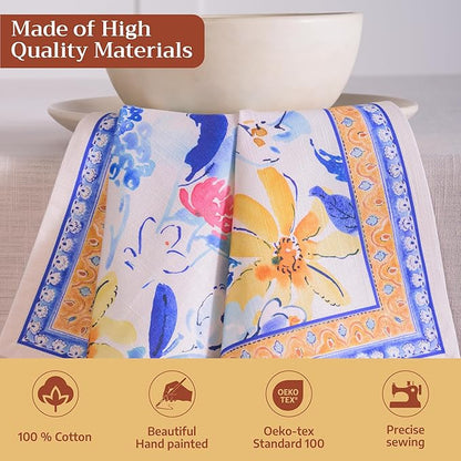 Maison d' Hermine Cloth Napkins Set of 4 100% Cotton Everyday Reusable Square Napkins Cloth Washable Dinner Party Wedding Restaurant Valentines Day Decorations Spring/Summer (Girassol, 20" x 20")
