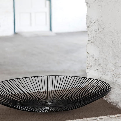 Serax Home Decor Fruit Bowl | Metal sculptures interior accessories by Antonino Sciortino | Oval Iron Kitchen Basket | Modern House Decor or Kitchen Storage for Counter and Table (low, black)
