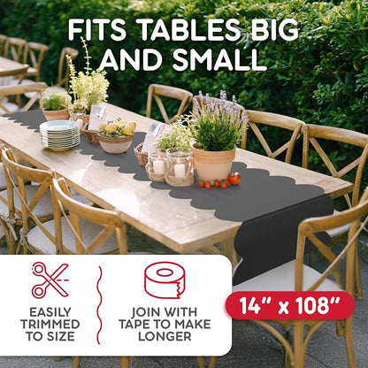 Black Scallop Table Runner, Disposable Plastic, 5 Pack - Image 5
