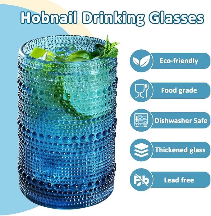 15 oz Colored Hobnail Drinking Glasses - Image 3