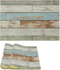 Rustic Plank Placemat Set, Vintage Old Shabby Colorful Beige Green Blue Farmhouse Barn Wooden Board Pattern Home Decor Linen Table Mats for Dining Room Kitchen Party (17x12in) x2P