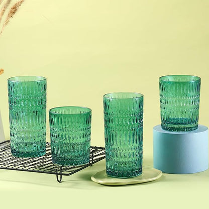 Loivttvv Glassware Drinking Glasses Set of 8, 14 oz Highball Glasses & 10 oz - Image 6