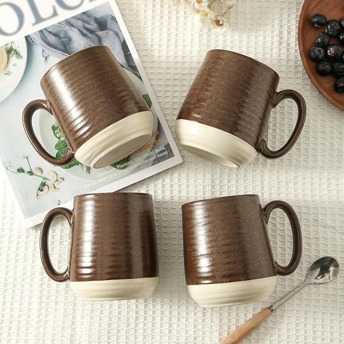 HASENSE Porcelain Coffee Mugs Set of 4-15 Ounce Large Ceramic Coffee Cups Set - Image 5