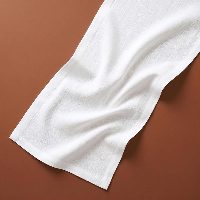 Solino Home 100% Linen Dining Table Runner White Woven, Fete 14 x 72 in | Table - Image 5