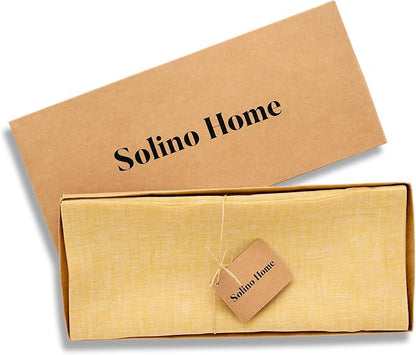 Solino Home 100% Pure Linen Table Runner Mustard Woven, Athena 14 x 60 in | - Image 6