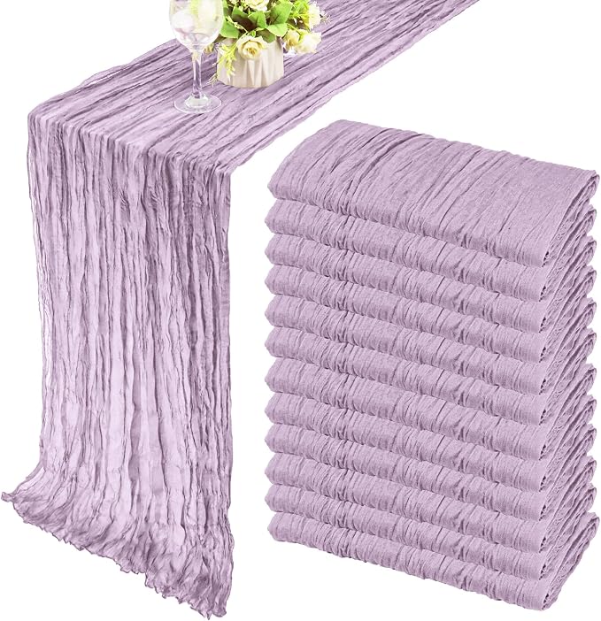 12 Pack 10Ft Cheesecloth Table Runner 35x120 Inch Boho Gauze Table Runner by Fivenl