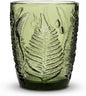 Vintage Green Drinking Glass, 10 oz Hand-Pressed Deep Textured Glass Cup by QELVIO