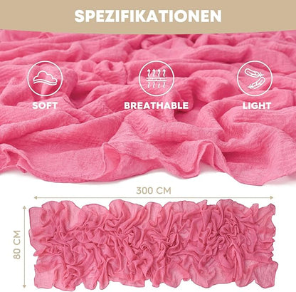Artoid Mode Boho Cheesecloth Gauze Rose Red Wedding Table Runner, 120 Inch - Image 5