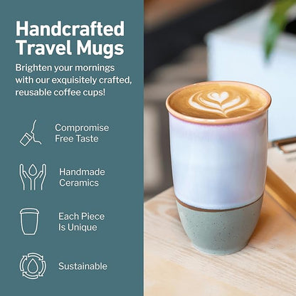NOVA CERAMICS Travel Mug – Portable Coffee Tumbler – Unique to Go Mug – - Image 2