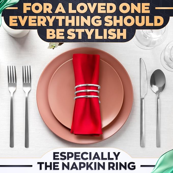 8 Pcs Silver Napkin Rings, Round Metal, 1.83 in Diameter | Cloth Napkin Holder - Image 9
