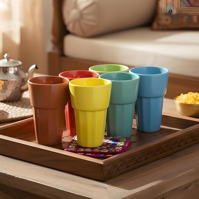 Multicolor Ceramic Kulhad Tea Cups Set of 6, Handmade Chai Cups | Desi Kulhad - Image 3