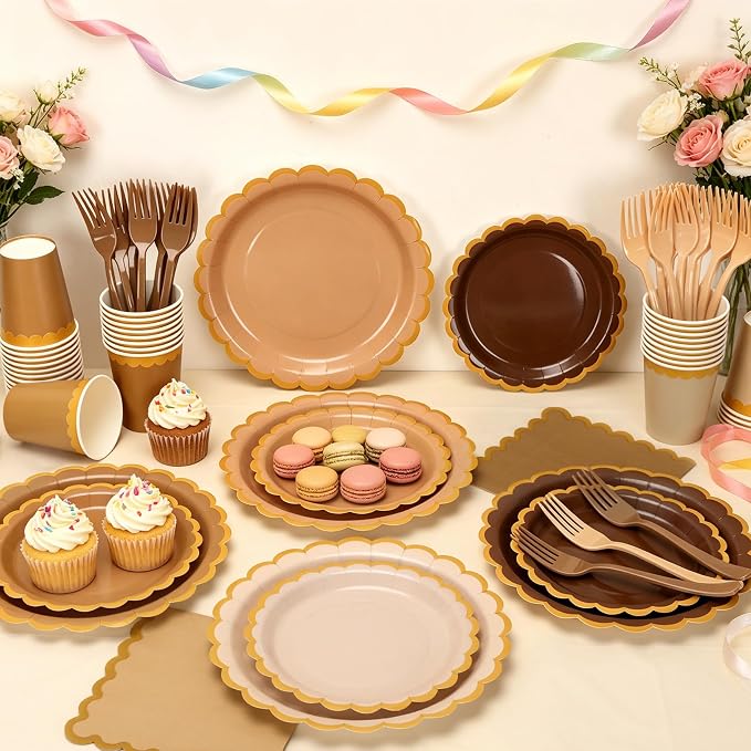 Brown Plates and Napkins Party Supplies - Image 4