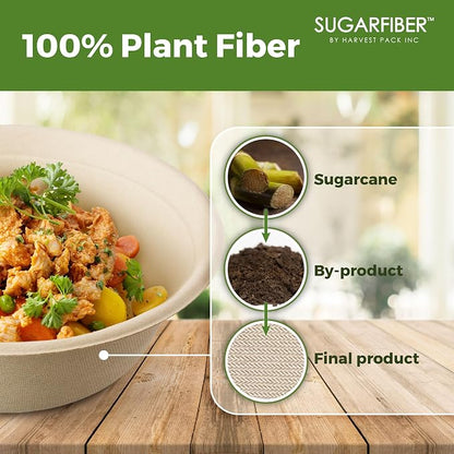 48oz Compostable Paper Bowls Disposable Round Natural Large Bowls, Biodegradable - Image 3
