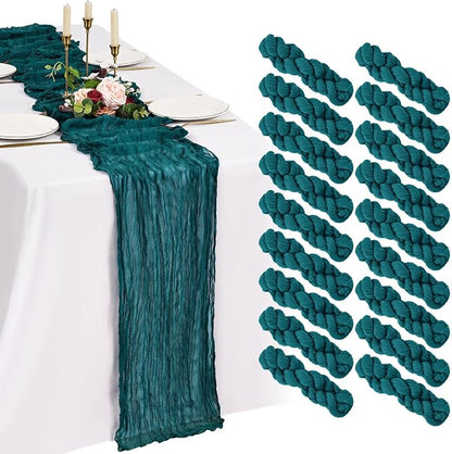 18 Pack Cheesecloth Table Runner 10FT Teal Table Runner Boho Gauze Cheese Cloth by Showgeous
