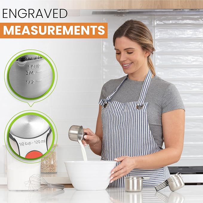 Spring Chef Magnetic Stainless Steel Measuring Cups Set of 7, Desert Sunset | - Image 7
