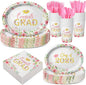350 Pcs Class of 2026 Floral Graduation Party Decorations 12 inch Disposable by Pajean