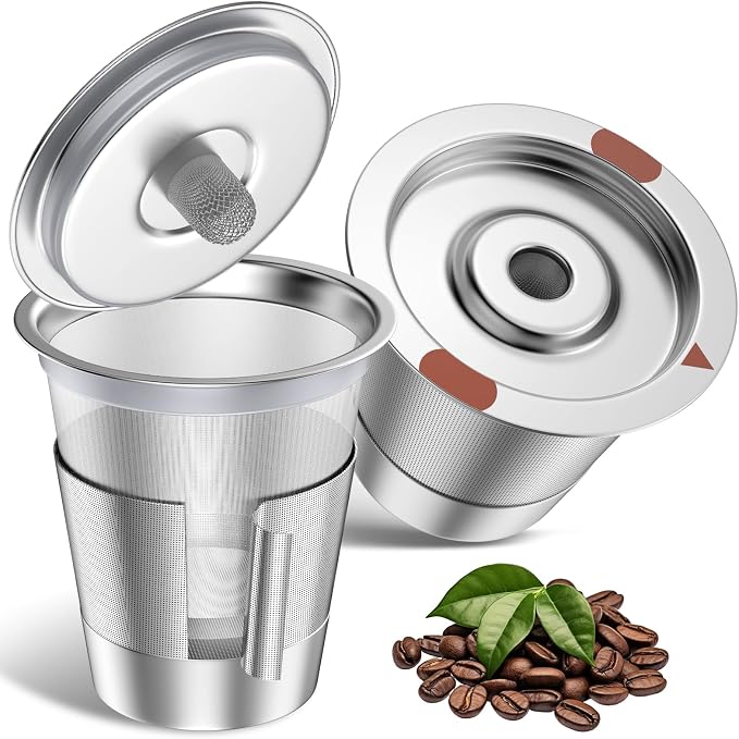 Reusable k Cup Coffee Filters, Universal stainless steel Refillable k Cups by NOALTO