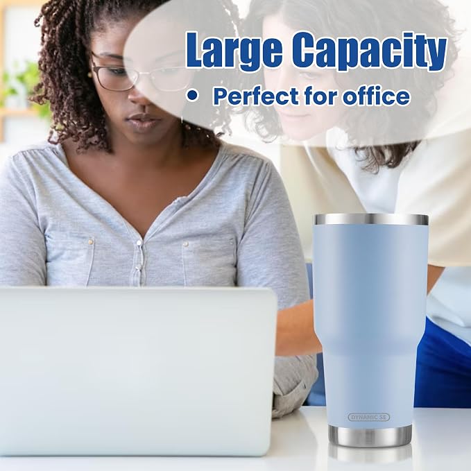 D·S 30oz Blue Tumbler Double Wall Vacuum Insulated Travel Coffee Mug | Double - Image 5