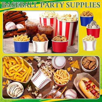 CHENGU 60 Pcs Baseball Snack Cups 9 oz Baseball Disposable Ice Cream Bowls - Image 4
