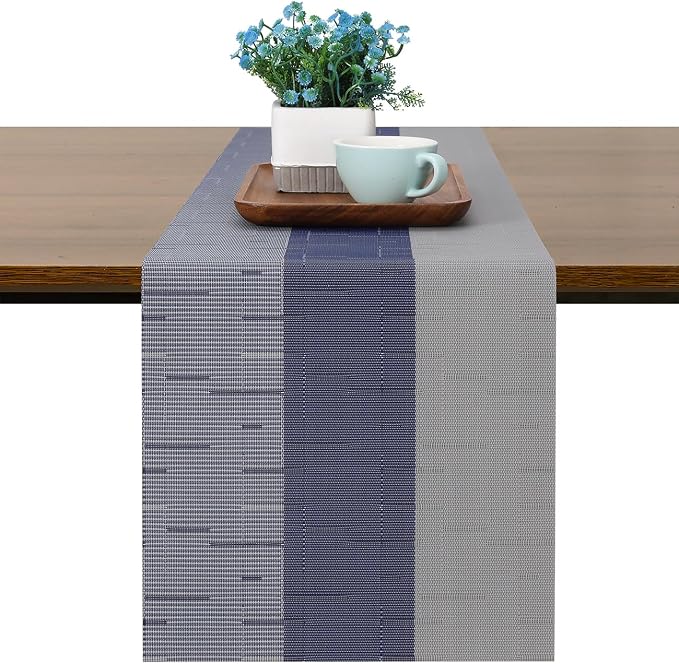 Table Runner 88 Inches Long, Vinyl Woven Farmhouse Table Runners | Washable by Chitomars