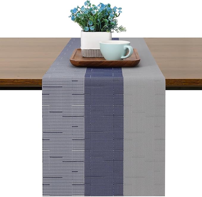 Table Runner 71 Inches Long, Vinyl Woven Farmhouse Table Runners | Washable by Chitomars