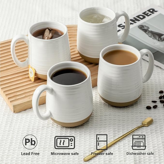 HASENSE Coffee Mugs Set of 4, 15oz Ceramic Coffee Cups - Image 4