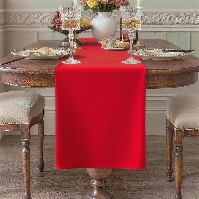 Red Table Runner, Waterproof Washable Runners 90 Inches Long | Reusable 12x90 by KAIPHO
