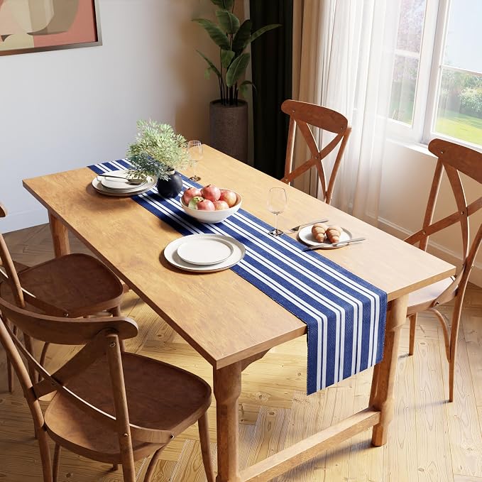 Encasa XO Dining Table Runner 13"x98" | Yarn Dyed Fine Ribbed Cotton | Franca - Image 2