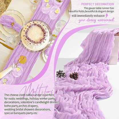 18 Pack Cheesecloth Table Runner 10FT Lilac Purple Table Runner Lavender Boho - Image 6