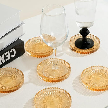 Champagne Modern Clear Coaster 6-Pack Glass Coasters - Image 9