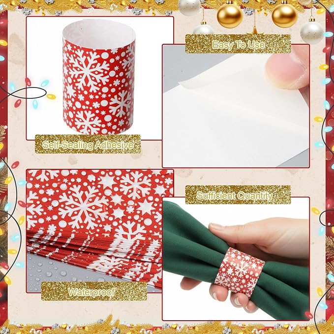 FoldTier 300 Pcs Paper Napkin Rings Disposable Napkin Bands Self Adhesive - Image 3
