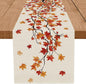 Fall Table Runner Maple Leaf Seasonal Autumn Burlap Table Decoration Holiday by QIONGMENG