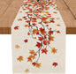Fall Table Runner Maple Leaf Seasonal Autumn Burlap Table Decoration Holiday by QIONGMENG